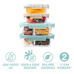 Bentgo Glass Leak-Proof Meal Prep Set (8pc) -Bentgo Kitchen Sales Store BGGLSPK1 CO 3