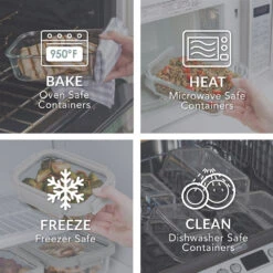 Bentgo Glass Leak-Proof Food Storage Set (4pc) - Pebble/Fog -Bentgo Kitchen Sales Store BGGLSPK10 PEBDTC 04