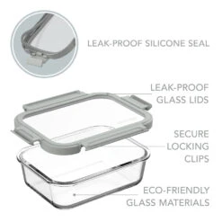 Bentgo Glass Leak-Proof Food Storage Set (4pc) - Pebble/Fog -Bentgo Kitchen Sales Store BGGLSPK10 PEBDTC 06
