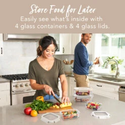 Bentgo Glass Leak-Proof Food Storage Set (8pc) -Bentgo Kitchen Sales Store BGGLSPK2 WS 2 cdeddfc5 93f6 40e3 a819 b082d413e1ea