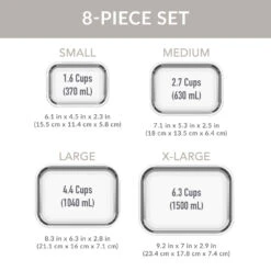 Bentgo Glass Leak-Proof Food Storage Set (8pc) -Bentgo Kitchen Sales Store BGGLSPK2 WS 7