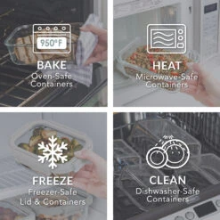 Bentgo Glass Leak-Proof Food Storage Set (4pc) - Pearl/Sand 11 Bentgo Glass Leak-Proof Food Storage Set (4pc) - Pearl/Sand -Bentgo Kitchen Sales Store BGGLSPK4DTC 4