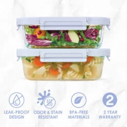 Bentgo Glass Leak-Proof Food Storage Set (4pc) - Frost/Periwinkle -Bentgo Kitchen Sales Store BGGLSPK5DTC 3
