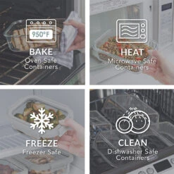 Bentgo Glass Leak-Proof Food Storage Set (4pc) - Pebble/Stone -Bentgo Kitchen Sales Store BGGLSPK8 PEBATFDTC 4