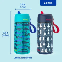 Bentgo Kids Prints Water Bottle (2-Pack) 39 Bentgo Kids Prints Water Bottle (2-Pack) -Bentgo Kitchen Sales Store BGKDWB2 3 SHK RKT 6