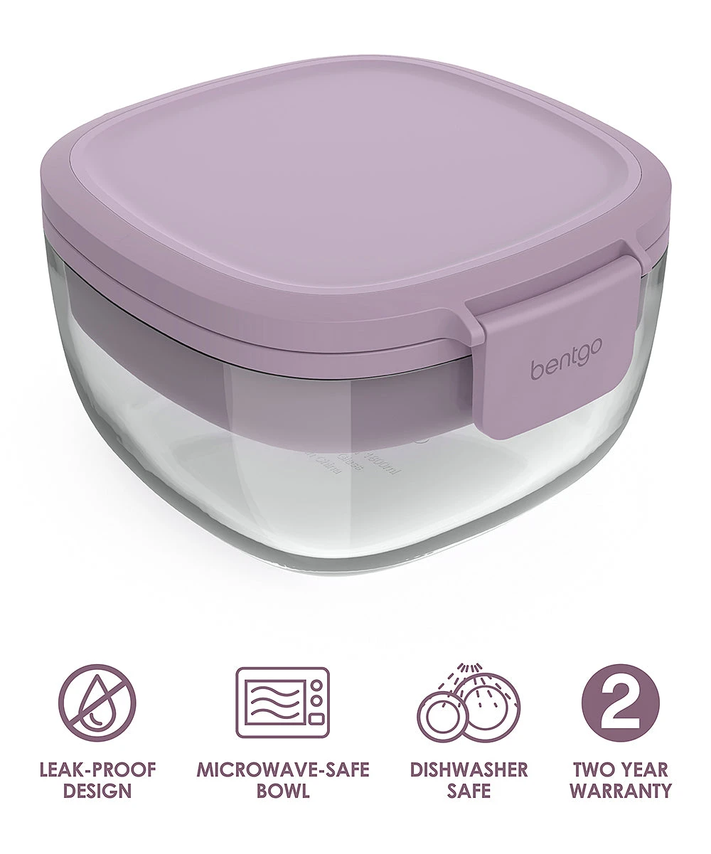 Lavender Glass Leak-Proof Salad Container 2 Lavender Glass Leak-Proof Salad Container - Image 2