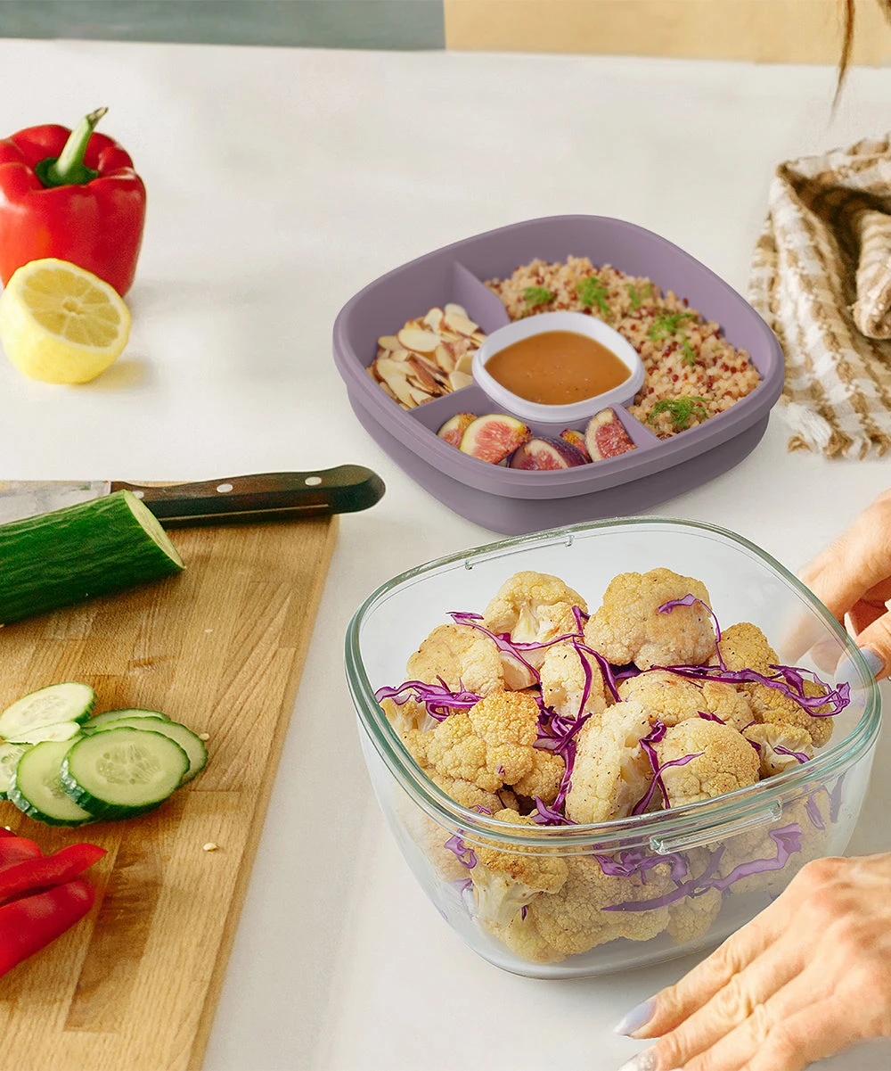 Lavender Glass Leak-Proof Salad Container 3 Lavender Glass Leak-Proof Salad Container - Image 3