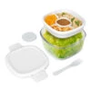 White Glass Leak-Proof Salad Container