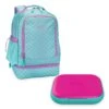 Aqua & Pink Mermaid Scale Insulated Backpack Set